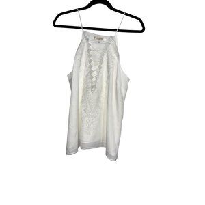 WAYF White Lace Detail Sleeveless Blouse Top L Polyester Womens